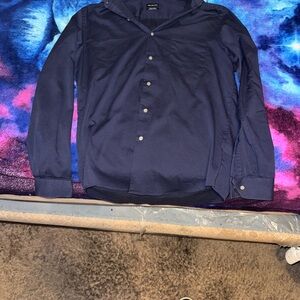 Elegant Dark Blue Men's Button Down Shirt